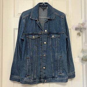 H&M Divided Denim Jacket Size 4 Medium Wash Relaxed Fit Classic Blue Jean Jacket